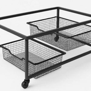 Rolling Underbed Storage Cart with Two Pull Out Baskets