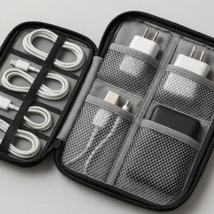 Electronics Organizer Bag with Multiple Pockets for Cables and Chargers