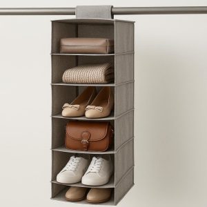 Hanging Closet Organizer with Multiple Shelves for Shoes and Accessories