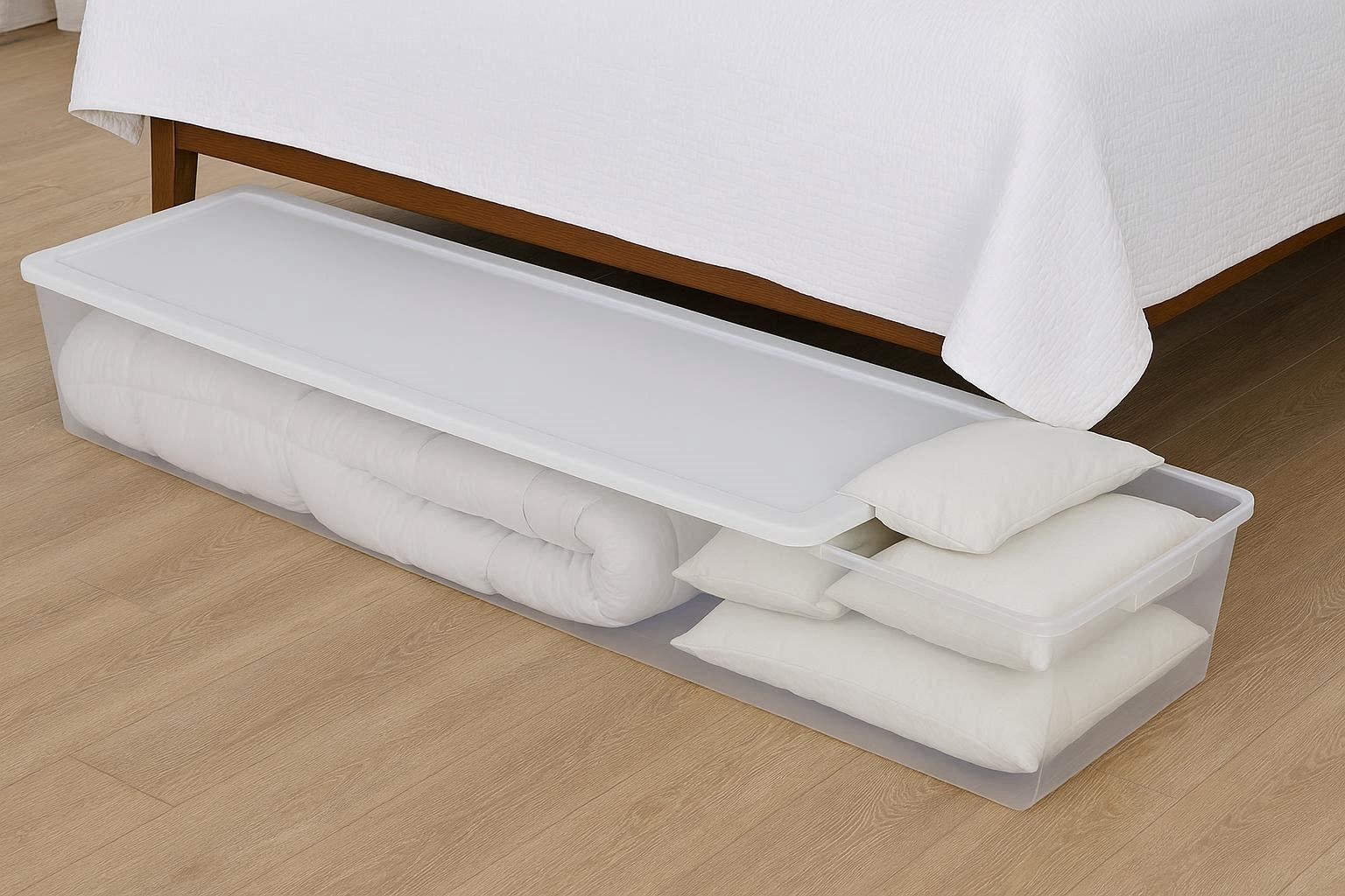 Extra Long Underbed Storage Box for Bulky Comforters and Pillows