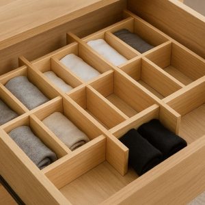 Expandable Wooden Drawer Divider for Customizable Bedroom Sock Storage