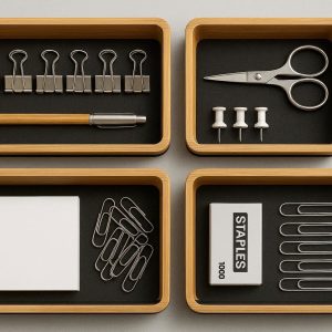 Non Slip Bamboo Drawer Organizer Trays for Office Desk Supplies