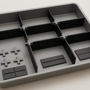 Modular Drawer Divider System with Connectors for Custom Toolbox Layout