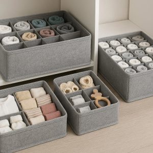 Foldable Fabric Drawer Bin Organizers for Closet and Nursery Storage