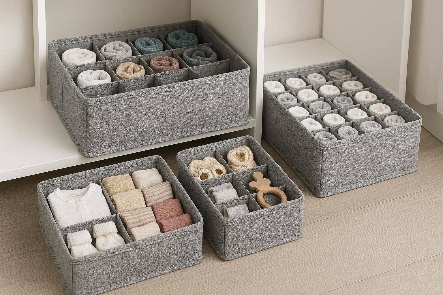 Foldable Fabric Drawer Bin Organizers for Closet and Nursery Storage