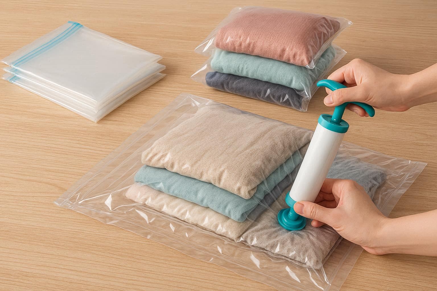 Vacuum Storage Bags with Hand Pump for Seasonal Clothes Compression